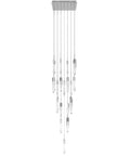 25-Light Chrome Crystal Flush Mount Chandelier With Steel Construction And GU-10 Bulbs Real Swank Drip hanging with clear glass pieces.