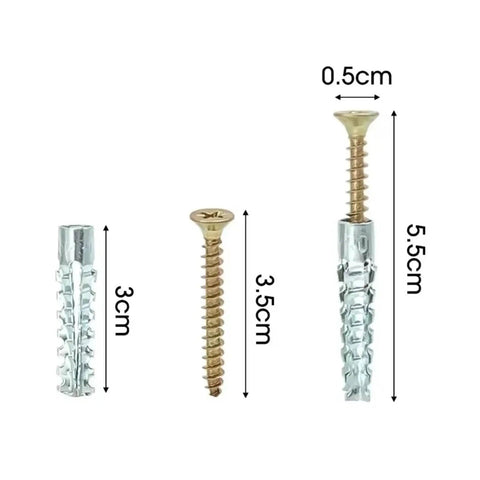 Self Drilling Drywall Anchor Screws Kit 150pcs With Yellow Zinc Plated Carbon Steel Expansion Tubes Easy No Prep Install Built Tough Wall Mounts For DIY Projects 3cm 3.5cm 5.5cm sizes