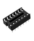 25 Piece DIP IC Socket Adapters Solder Type 2.54mm Pitch Dual Row 14 Pin With 7.6mm Row Spacing DIY Friendly Kit For Easy IC Replacement Prototyping And PCB Repairs, close-up view of single adapter