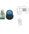 10K Potentiometer Rotary Potentiometer Kit 10 Pieces 3 Pin Linear B Type With Knobs for electronic projects, close-up view