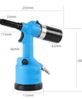 Heavy Duty Pneumatic Nail Gun And Air Riveter Featuring One Key Automatic Tensioning For Knockout Riveting Speed Built Like A Tank for job site use.