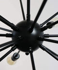 Bottom view of Dope Black Sputnik Chandelier With 18 Lights Adjustable Height Pendant Light For High Ceilings Industrial Mid Century