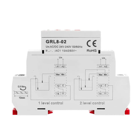 Two Or One Level Control Mode Liquid Timer Relay With Sensor 1SPDT Output Adjustable Delay 0.1 To 10 Seconds, model GRL8-02