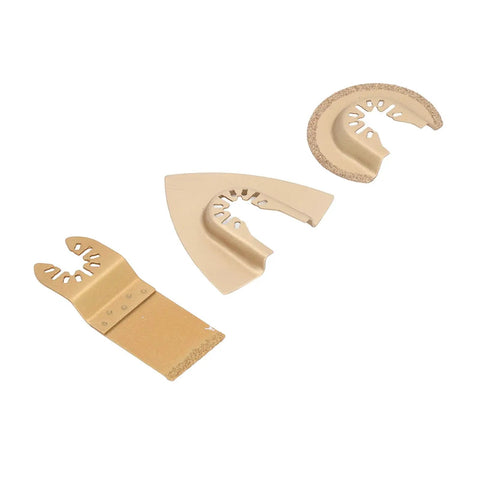 Oscillating Saw Blade Set for Tile and Marble Brazed Emery Multitool Blades 3 Piece Rectangle and Semicircle Blades