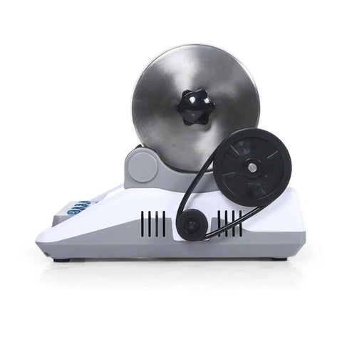 Electric Rock Tumbler Gem Polisher For DIY Stone Polishing Quiet Pro Grade Gem Making Machine side view silver and black parts