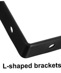 Black L-shaped bracket with holes, part of Beefy 4 Pack Heavy Duty Mending Plates Straight Brackets for Wood Furniture Repair