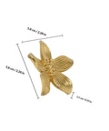 Brushed Brass Five-Leaf Flower Cabinet Knob And Dresser Pull For Wardrobe Drawers, Vintage Furniture Hardware, dimensions shown.