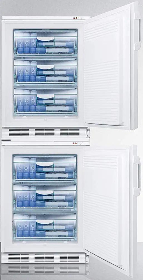 Stack Your Stash In This Pro Grade 24 Inch Stacked All Freezer running cold down to minus 25 degrees with removable basket drawers.