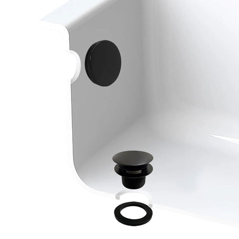 Dope Matte Black Tip Toe Bathtub Drain Stopper With Mushroom Overflow Faceplate One Half Inch Coarse Thread for installation in tub.