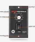 Front view of 400W AC 220V Motor Speed Controller Regulator with Forward and Backward Drive, showing controls and mounting holes.