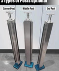 Hella Sturdy Gold Stainless Steel Deck Railing Posts For 10Mm To 12Mm Glass Panels Chef Kiss Finish, display of corner, middle, and end posts.