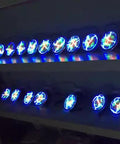 6 Inch Plasma Disk Light Show For Parties And Home Decor Multicolor Plasma Plate on display shelves glowing in blue