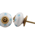 Total Game Changer White Ceramic Star Drawer Knobs For Kitchen Cabinets And Dressers 50 Piece Set Of Rust Proof Luxury Pulls with blue stars.