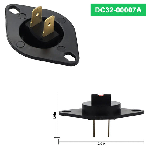 Samsung Dryer Heating Element Replacement Kit With Thermostat Thermistor DC32-00007A front and side views