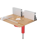 Heavy Duty Aluminum Alloy Router Lifting Table With Slick Height Adjustment Inserts For Woodworking Shop Benches, gold plate view