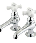 Restoration Basin Faucet With Two Levers, Drip-Free Ceramic Cartridge, Old-School Classic Style, polished chrome finish