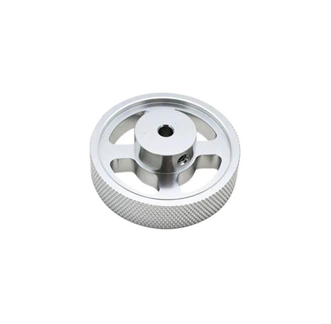 Aluminum Alloy Synchronous Encoder Measuring Wheel, 67.45mm * 6mm with a silver finish and detailed knurling.