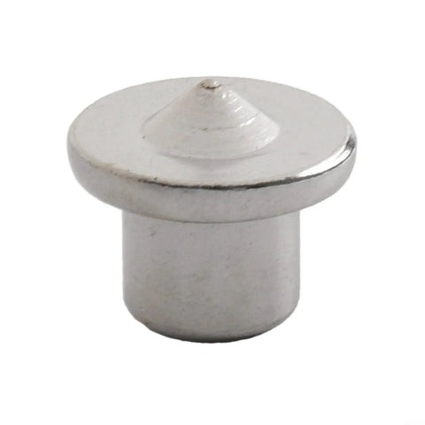 Dead On Precision Steel Dowel Centers, 10 Pack Workshop Markers For Spot On Wood Joint Alignment close-up of chrome plated steel dowel pin.
