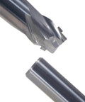 Close-up of HOZLY 6mm tungsten carbide CNC router bit with cutting flutes.