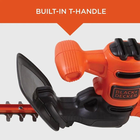 Corded 17 Inch Hedge Trimmer With 3.2 Amp Motor, Dual Action Blades For Reduced Vibration, T-handle design close-up