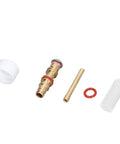 High Temp TIG Welding Torch Accessory Kit With Glass Cup Nozzle For 2 Point 4mm WP17 WP18 WP26 Argon Welder components including brass collet and O-ring.