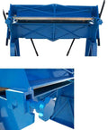 4 Ft Pan Finger Brake Box Bender for 12 Gauge Steel with 5x5 4x2 3x6 dies, front view showing metal construction features.