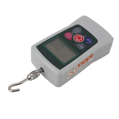 Mini 100N Push Pull Force Tester With Built In Sensor, Beast Portable Handheld Gauge For Material Mechanics Testing And Product Development, on white background with hook attachment
