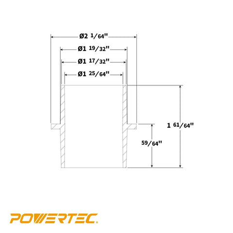 Technical diagram of the 4 In 1 Modular Step Dust Collector Hose Adapters Kit for Shop Vac, showing dimensions and fittings.