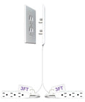 Ultra Thin Outlet Concealer Kit With Cord Management, Flat Extension Cord and Multi Outlet Power Strip for sleek wall hug design