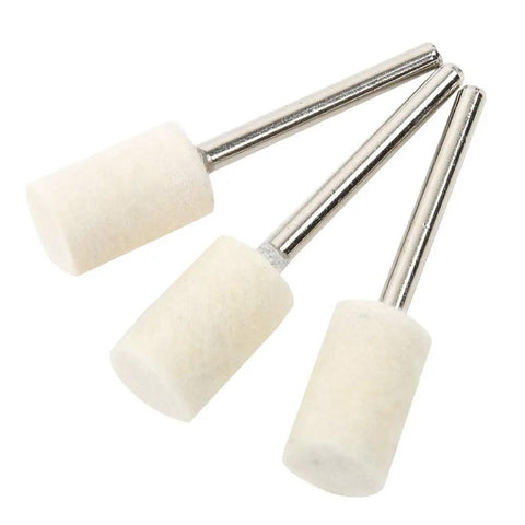 Top Notch 76 Piece Wool Polishing Wheel Set for Electric Grinder with three soft wool buffing wheels for smooth finishes.