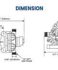 Dimensions of Automatic On Demand Diaphragm Pump 115V 4.0 GPM 45 PSI Workhorse for kitchen and bathroom RV boat marine yacht caravan garden