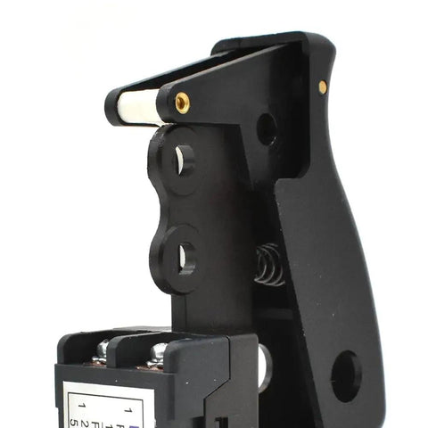 Close-up view of SW38C Aftermarket Trigger Switch For Miter Saws Eaton Style Replacement, showing lever and connector.
