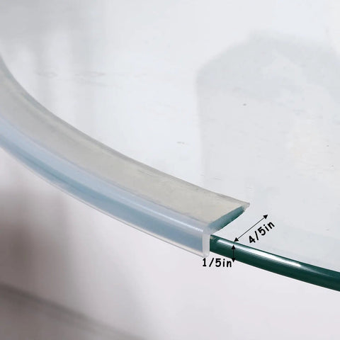 Silicone Edge Protector For Kid Safe Baby Proofing Corner Guards Clear With Pre Tape Adhesive on glass table edge, 4/5x1/5in
