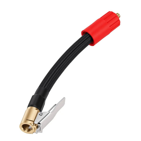 Badass Tire Inflator Extension Hose With Quick Connect Air Chuck And Leakproof Design For Cars Motorcycles And Bikes To Reach Hard To Access Valve Stems Dead Easy Without Bending Neck Or Struggling With A 16cm Length For Zero Headaches Today. 16cm black copper hose with red quick-connect chuck