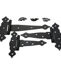 Heavy Duty 8 Inch Black Barn Door Hinge Strap Hinges For Sheds Gates And Wooden Fences With Screws Decorative Hardware Easy Mount Weatherproof Finish Durable Metal Construction.