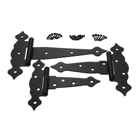 Heavy Duty 8 Inch Black Barn Door Hinge Strap Hinges For Sheds Gates And Wooden Fences With Screws Decorative Hardware Easy Mount Weatherproof Finish Durable Metal Construction.