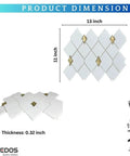 1 sheet Tenedos Thassos white marble and gold glass diamond mosaic tile, 3x3.5 in, polished waterjet-cut for wall and floor