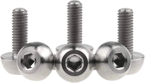 Premium 6 Pack Titanium Bolt Set Round Head Socket Cap Screws M6x17mm Size Rust Proof Aircraft Grade Hardware Fasteners close-up.