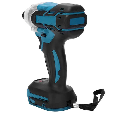 Garosa Cordless Impact Wrench with blue and black design, featuring a brushless motor, for auto repair and DIY tasks.