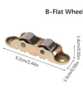 Workhorse Double Wheel Sliding Door Roller No Sweat Replacement With Slick Motion 80 Type Metal Track Hardware B-Flat wheel with dual rollers.