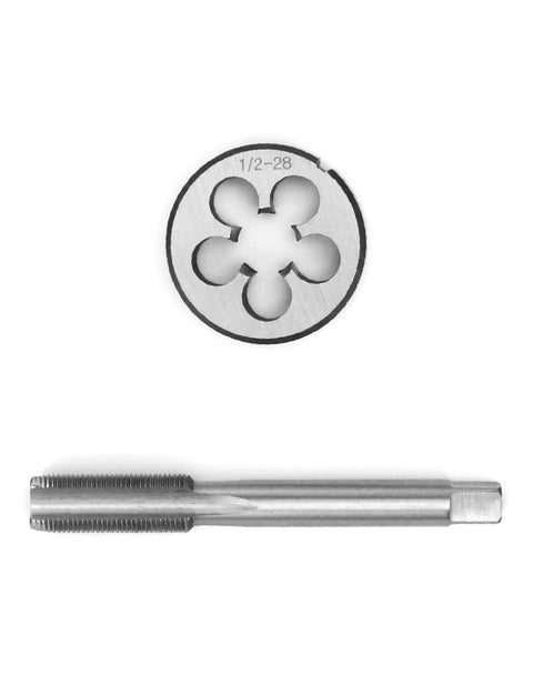 One Half Inch Twenty Eight UNEF Tap And Die Set HSS Right Hand Threading Tool Kit With Round Die And Plug Tap For Metal Machining