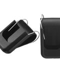 2 Pack Transmitter Clips For MicroPLUS Remote Controls, secure black plastic and metal visor clip holder shown at different angles