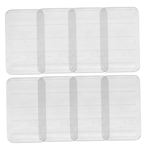 Big Time Game Change 32 Piece Clear Plastic Leveling Shims For Furniture Stabilizers showing clear plastic wedges for stabilizing furniture.