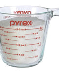 Prepware Glass Measuring Cup With Red Graphics, Clear, Non Porous Glass That Won't Stain Or Retain Odors, Microwave Safe, Oven Safe, And Dishwasher Safe, Great For Quick, Mess Free Kitchen Metrics, 2-cup size