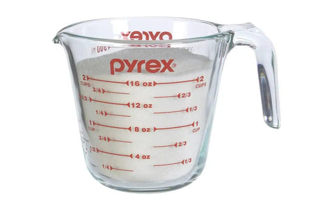 Prepware Glass Measuring Cup With Red Graphics, Clear, Non Porous Glass That Won't Stain Or Retain Odors, Microwave Safe, Oven Safe, And Dishwasher Safe, Great For Quick, Mess Free Kitchen Metrics, 2-cup size