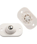 Four Pack Slick Rolling Ball Casters For Plastic Storage Boxes And Totes With Durable Hybrid Or Solid Build, white design with rolling ball.