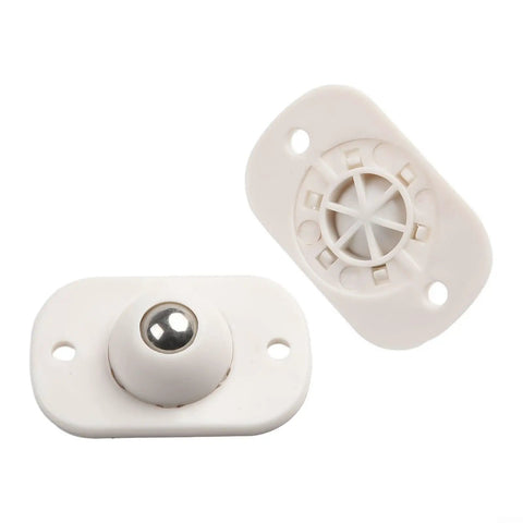 Four Pack Slick Rolling Ball Casters For Plastic Storage Boxes And Totes With Durable Hybrid Or Solid Build, white design with rolling ball.