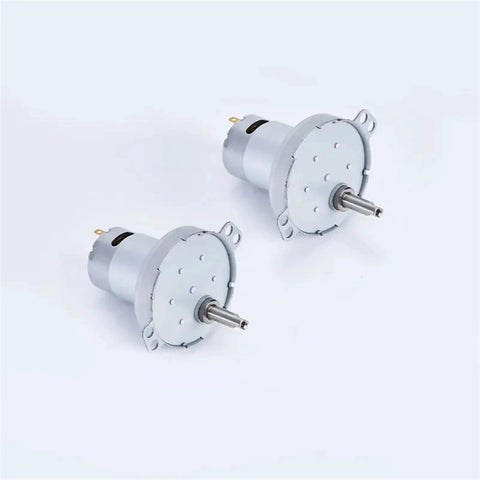 Hottest Micro DC Gear Motor For Robotics Projects, Reliable 12-24V High Torque Deceleration Drive, silver, two motors side by side.