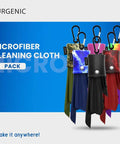 Purgenic microfiber cleaning cloths with carabiner clips, 6-pack, assorted colors front view