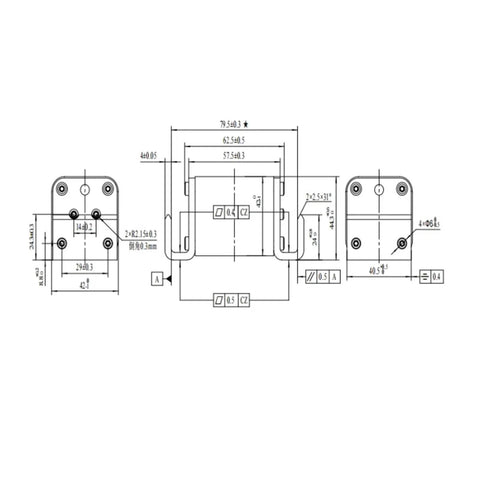 Technical drawing of Top Shelf High Voltage DC Fuse With Silver Housing Rated At 750V And 400A 500A 630A for EV Chargers.